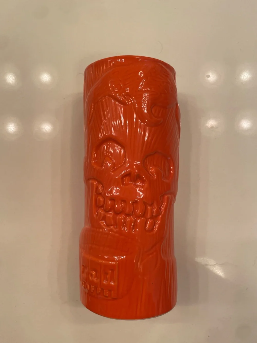 Rad Coffee Tiki Mug Logo Skeleton Sipper Grin Orange Skateboarding Horror Spooky